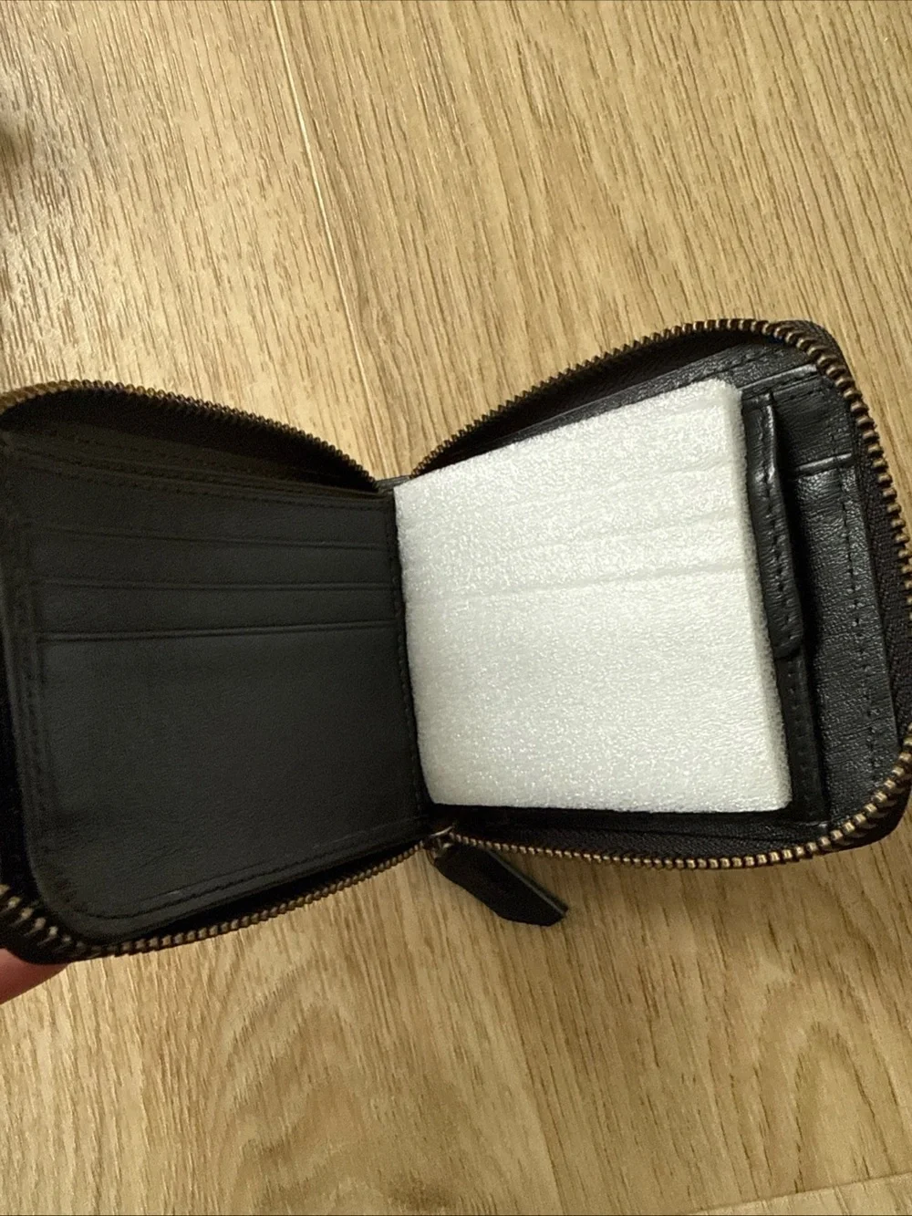 Schlatum Genuine Leather Zipper Wallet RFID Blocking Large Capacity Black